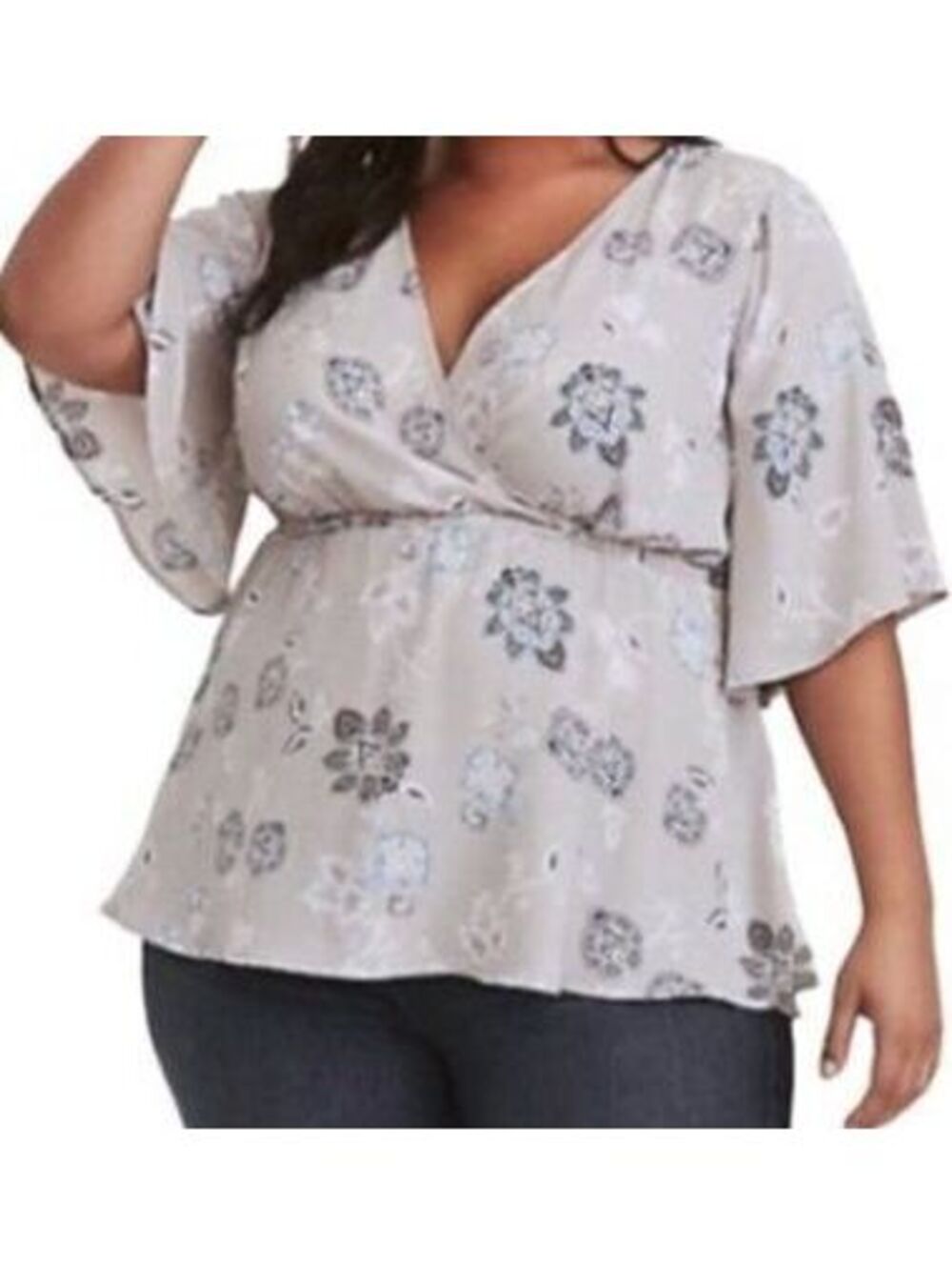 Torrid Floral Print Wrap Blouse Size 1X